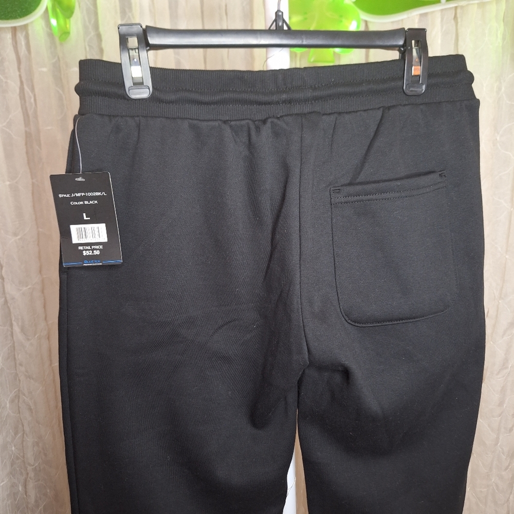 Blue Ice Black Wide Leg Fleece Sweatpants Cozy High Waist Lounge Pants Large - Picture 3 of 6
